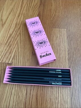 Gucci pink boxed pencil set with black pencils